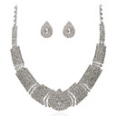 Beautiful Rhinestone With Alloy Plated Wedding Bridal Necklace and Earrings Jewelry Set