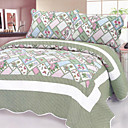 3PCS Algodón Verde Patchwork Quilt Set Queen Size