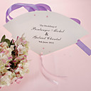Personalized Pearl Paper Hand Fan - Pink Flower (Set of 12)