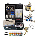 2 Kit acier Gun tatouage avec Power LCD et 7 couleurs d'encre