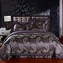 4PCS Purple Floral Jacquard Cotton Duvet Cover Set