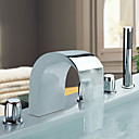 Chroom roestvrij staal wijdverspreide Contemporary Style Bad Kranen met handheld Kraan