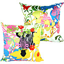Conjunto de 2 Floresta capa de poliéster colorido Pillow decorativa