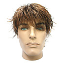Capless hoge kwaliteit kunststof Short Straight Brown Heren Pruiken