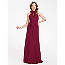 Sheath/Column High Neck Floor-length Chiffon Bridesmaid Dress