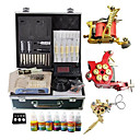 2 Iron Cast Tattoo Gun Kit avec écran LCD de puissance et 7 * 10ML Couleurs d'encre