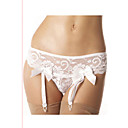 Women's White Sexy Lace Bow Panties with Suspenders