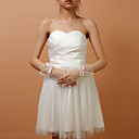 Tull Wrist Length Fingertips Wedding Bridal Gloves With Bow