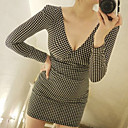 Frauen V-Ausschnitt Bodycon Kleid