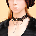 Donna gotica Reale Layered pizzo nero collana di perle