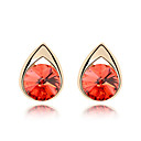 Superbe ovale en or 18 carats plaqué d'alliage de haute qualité et boucles d'oreilles en cristal (plus de couleurs)