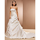 Ball Gown Scalloped-Edge Court Train Satin Wedding Dress