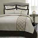 5PCS Fold Line Pattern Embroidery Polyester Duvet Cover Set