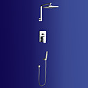 Chorme Finish Contemporary Shower Faucet with 8 inch Shower Head + Hand Shower