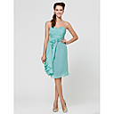 Sheath/Column Sweetheart Knee-length Chiffon Bridesmaid Dress