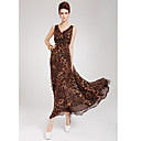 Women's Deep V Neck Leopard Maxi Dress