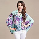 Women's Chiffon Plus Size Colorful Stripe Shirt(Bust:120-156cm)