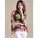 Women's Chiffon Plus Size Figure Print Shirt(Bust:Up to 130cm)