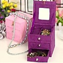 Two Layers Square-shaped Wood And Flannelette Women's Jewelry Box