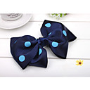 Women's Elegant Light Blue Dot Navy Blue Bow Hair Clip