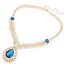 Women's Vintage Royal Diamond Drop Big Gemstones Necklace