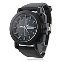 Herren Quarz Analog Quermuster Sport-Armbanduhr mit schwarzem Silikon-Band