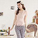Gasa blusa de las mujeres Floral Ruffle