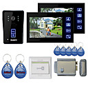 New 7" Color Hands Free Video Door phone with 2 Monitors(RFID keyfobs,Electronic Controlling Lock)