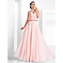 A-line Scoop Floor-length Chiffon Evening Dress
