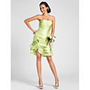 Sheath/Column Strapless Knee-length Taffeta Bridesmaid Dress