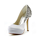 Satin Stiletto Heel Pumps With Rhinestone Wedding Shoes (More Colors)