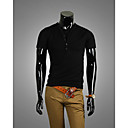 V Neck boucle en coton T-shirt manches courtes Homme