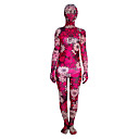Fuchsie und rosa Blumen-Muster Spandex Zentai Full Body