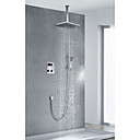 Chrome Finish Contemporary Thermostatic LCD 12 inch Square Showerhead + Handshower