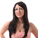 Lace Front Black Long Straight Mixed Hair Wigs with Twenty-percent Human Hair