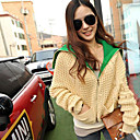 Women's Contrast Color Hooded Knitted Jacket