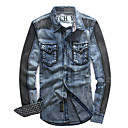 Men 's Cotton Denim Color Block Jean Jacket Outwear