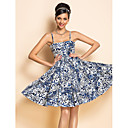 ts millésime rockabilly fille flore impression robe de courroie en bleu chinois