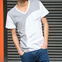 V Neck Cotton Ruffle Casual T-shirt manches courtes Homme