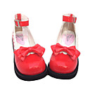 Handgemaakte Rood Hoogglans PU leder 4cm Wedge Sweet Lolita Schoenen