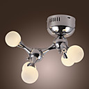 100W Artistic Flush Mount with 5 Lights in White Globe (G4 Bulb Base)