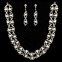 blanc perle qui brille en deux pièces ensemble de bijoux pour dames (45 cm)