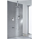 Contemporary Thermostatic Brass LED Digital Display Shower Faucet with 8 inch Square Showerhead + Handshower