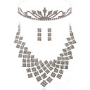 Elegant Alloy With Clear Rhinestones Wedding Bridal Jewelry Set Including Necklace, Earrings And Tiara