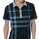 Mannen shirt Kraag Katoen Controleer Korte T-shirt Mouw