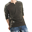 Men 's V Neck Cotton Long Ein T-Shirt