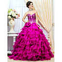 Ball Gown Sweetheart Floor-length Organza And Knitwear Prom Dress
