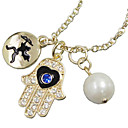 Moda Donna elementi multipli Diamante Collana lega