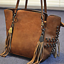 Primavera-temporada mulheres Vintage rebite bolsa de ombro Tassels