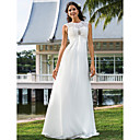 Sheath/Column Jewel Floor-length Chiffon Wedding Dress